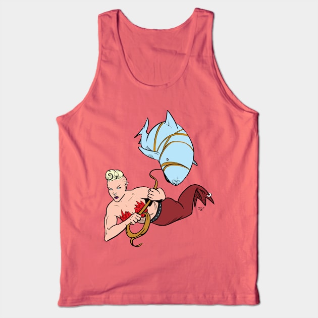 Shark Hunter Mermaid Tank Top by Victor Maristane